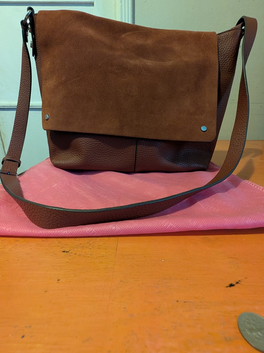 Treasure & Bond Brown Suede and Leather Crossbody